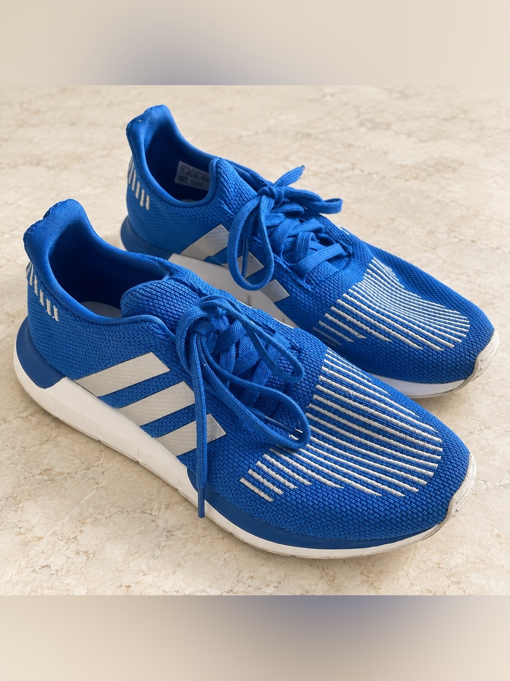 adidas Women's Royal Blue Knit Running Sneakers with White Stripes
